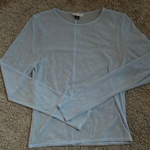 American Eagle Outfitters Light Blue Sheer Crop Top